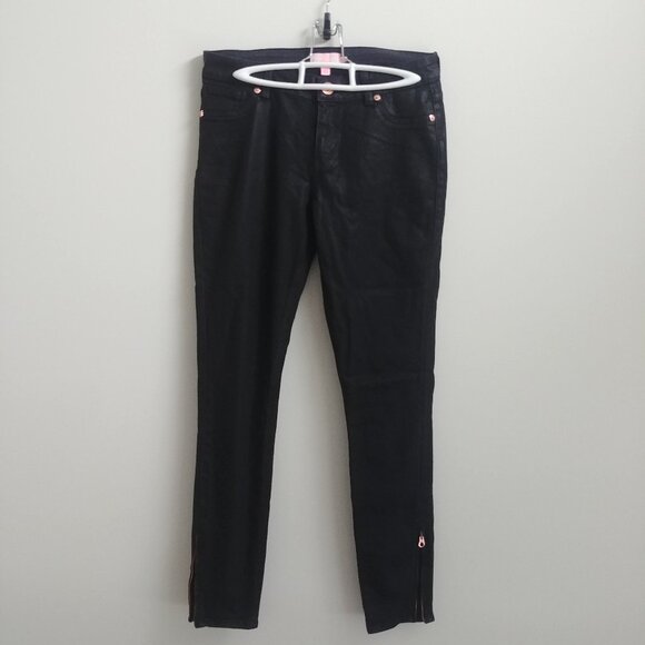 4/$20 Ted Baker super soft waxed cotton black skinny jeans zipper ankles 29 - Picture 1 of 15